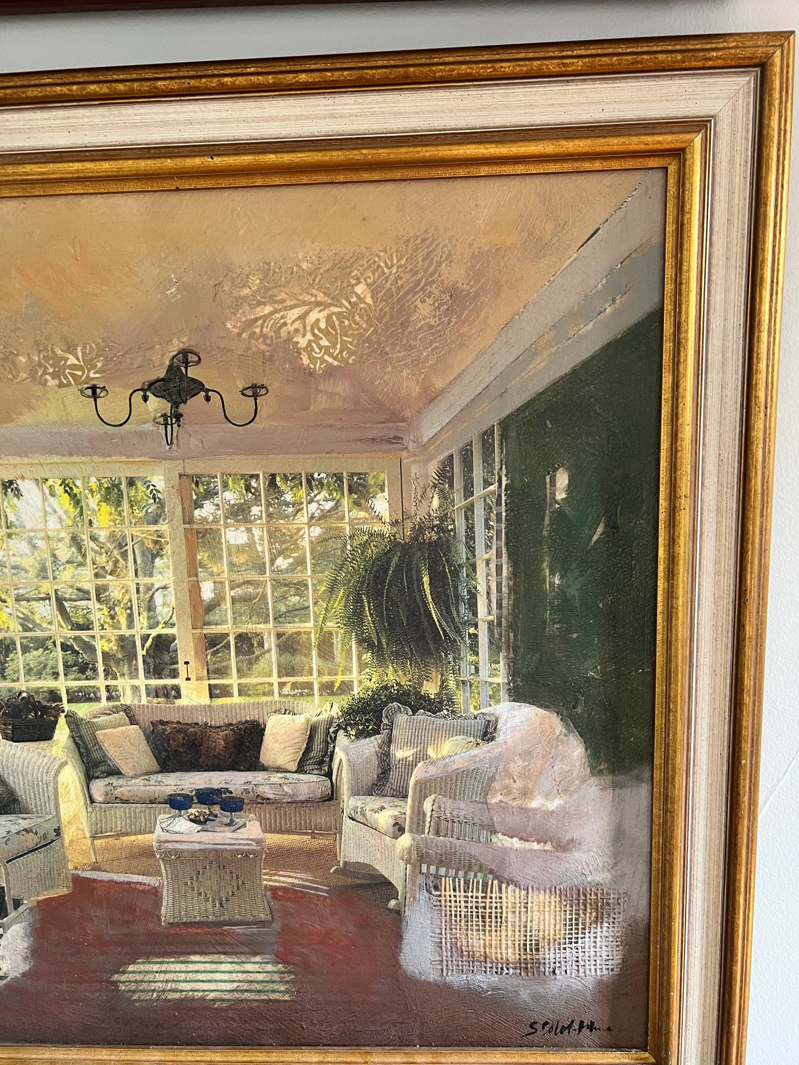 Textile-Enhanced Interior Scene by Sharon Stoneburner – Signed & Framed - 8