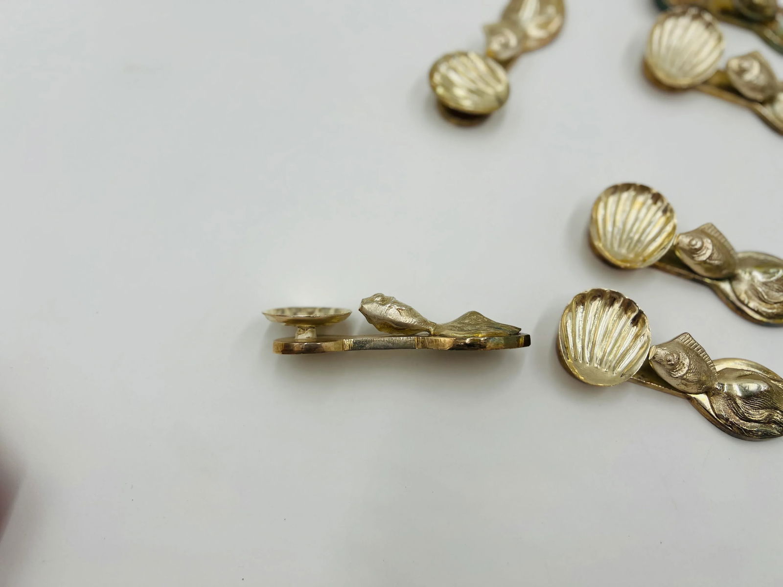 Set of 12, Buccellati Style Italian Silvered Fish / Shell Form Individual Salts - 7