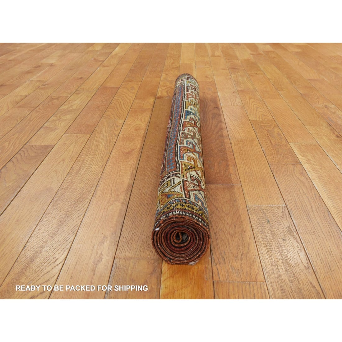 Red Antique Caucasian Kazak Geometric Design Hand Knotted All Wool Rug - 6