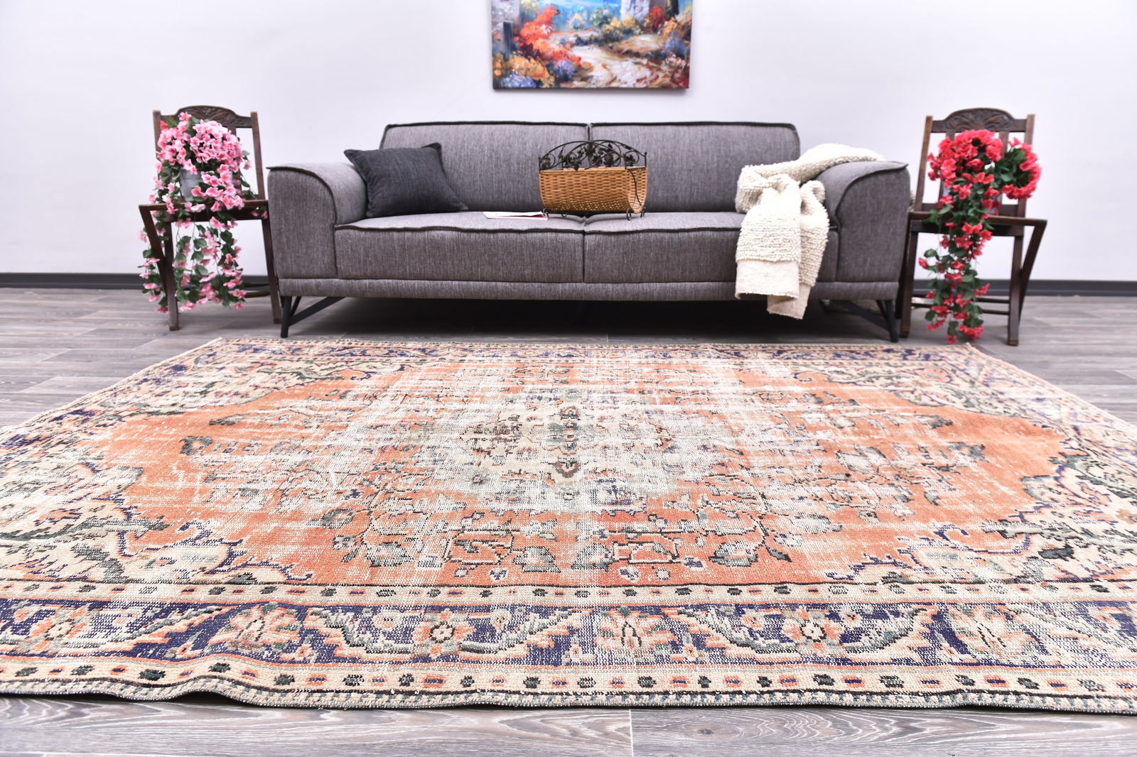 6'1'' x 8'11'' Handmade Vintage Wool Rug - 244750: Title: 6'1'' x 8'11'' Handmade Vintage Wool Rug - 244750Description:6'1'' x 8'11'' Handmade Vintage Wool Rug - 244750Origin:TurkiyeDate/Period:1960-90Materials:Wool,CottonDimension:6'1''x8'11'' ft,