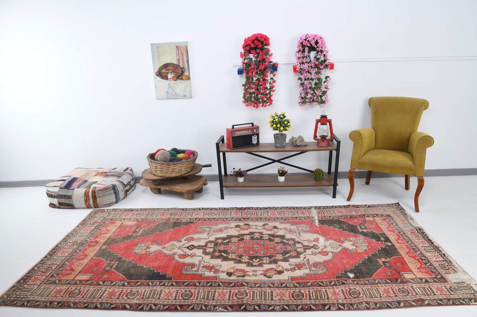 4'7'' x 9'10'' Handmade Vintage Wool Rug - 18925 - 2