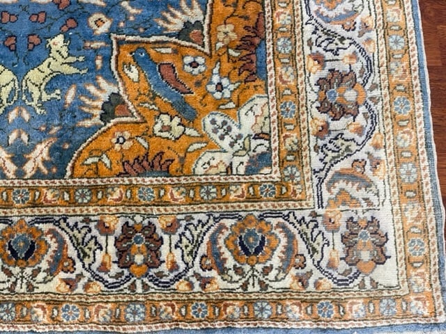 Antique Tabriz Design Silk Saysari Rug-5059 - 3