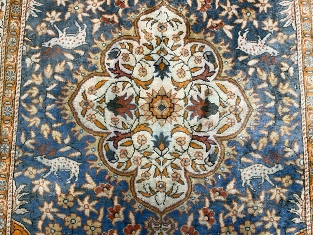 Antique Tabriz Design Silk Saysari Rug-5059 - 4