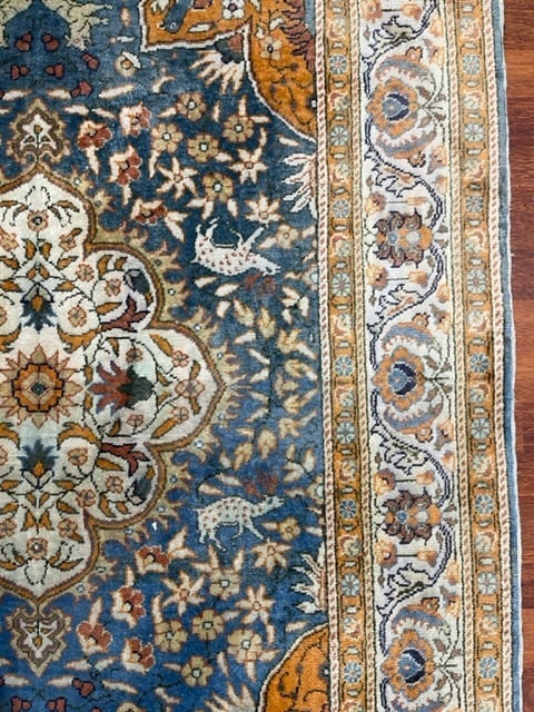 Antique Tabriz Design Silk Saysari Rug-5059 - 6