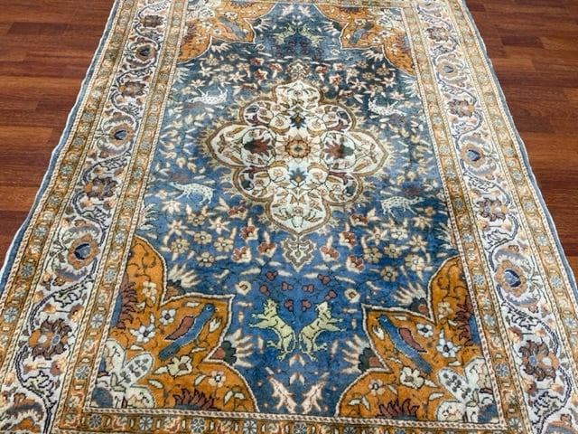 Antique Tabriz Design Silk Saysari Rug-5059 - 8