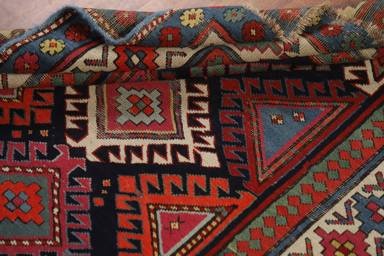 Pre-1900 Antique Kazak Vegetable Dye Runner Rug 3x7 - 16