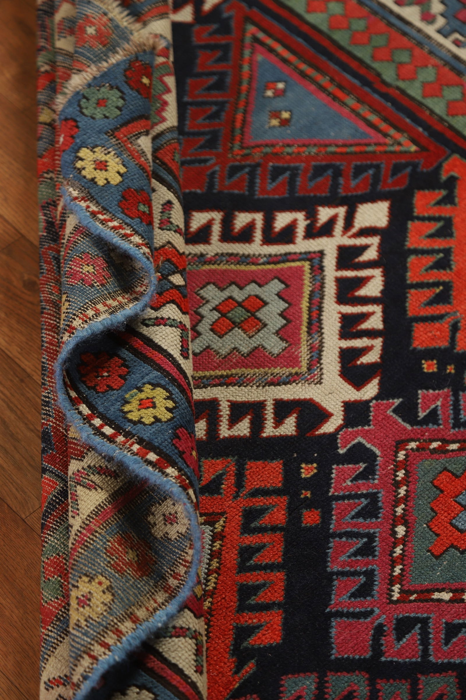 Pre-1900 Antique Kazak Vegetable Dye Runner Rug 3x7 - 17