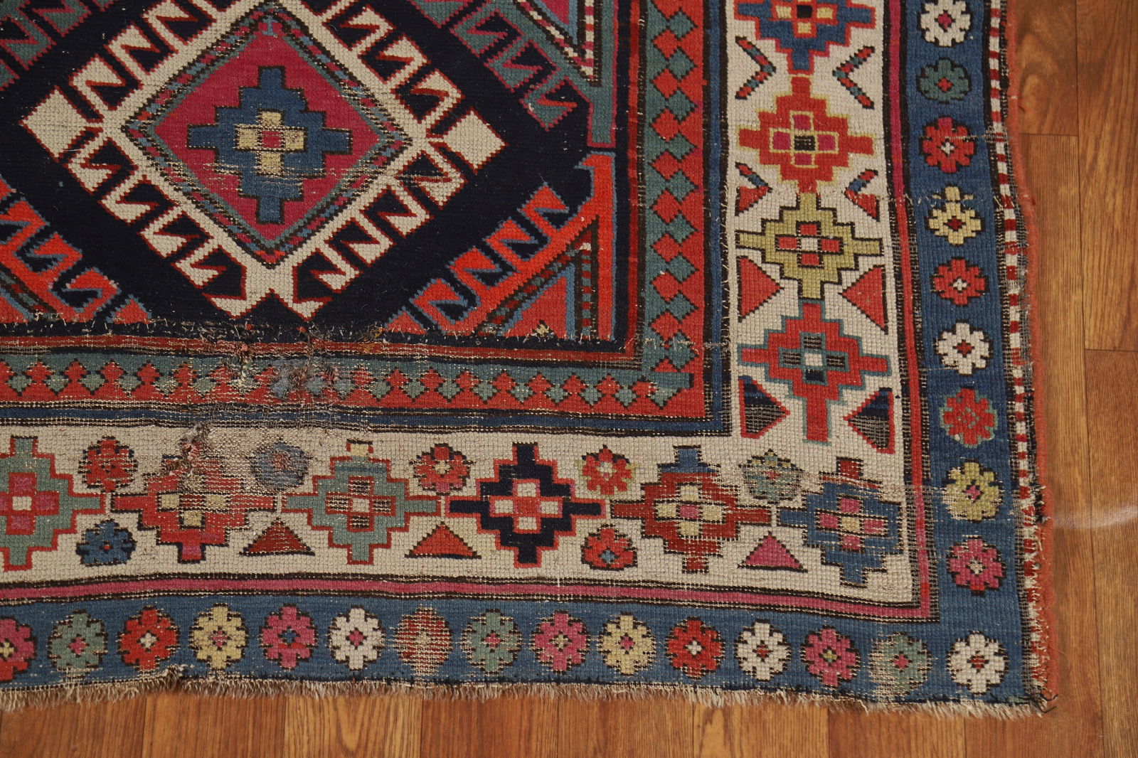 Pre-1900 Antique Kazak Vegetable Dye Runner Rug 3x7 - 5