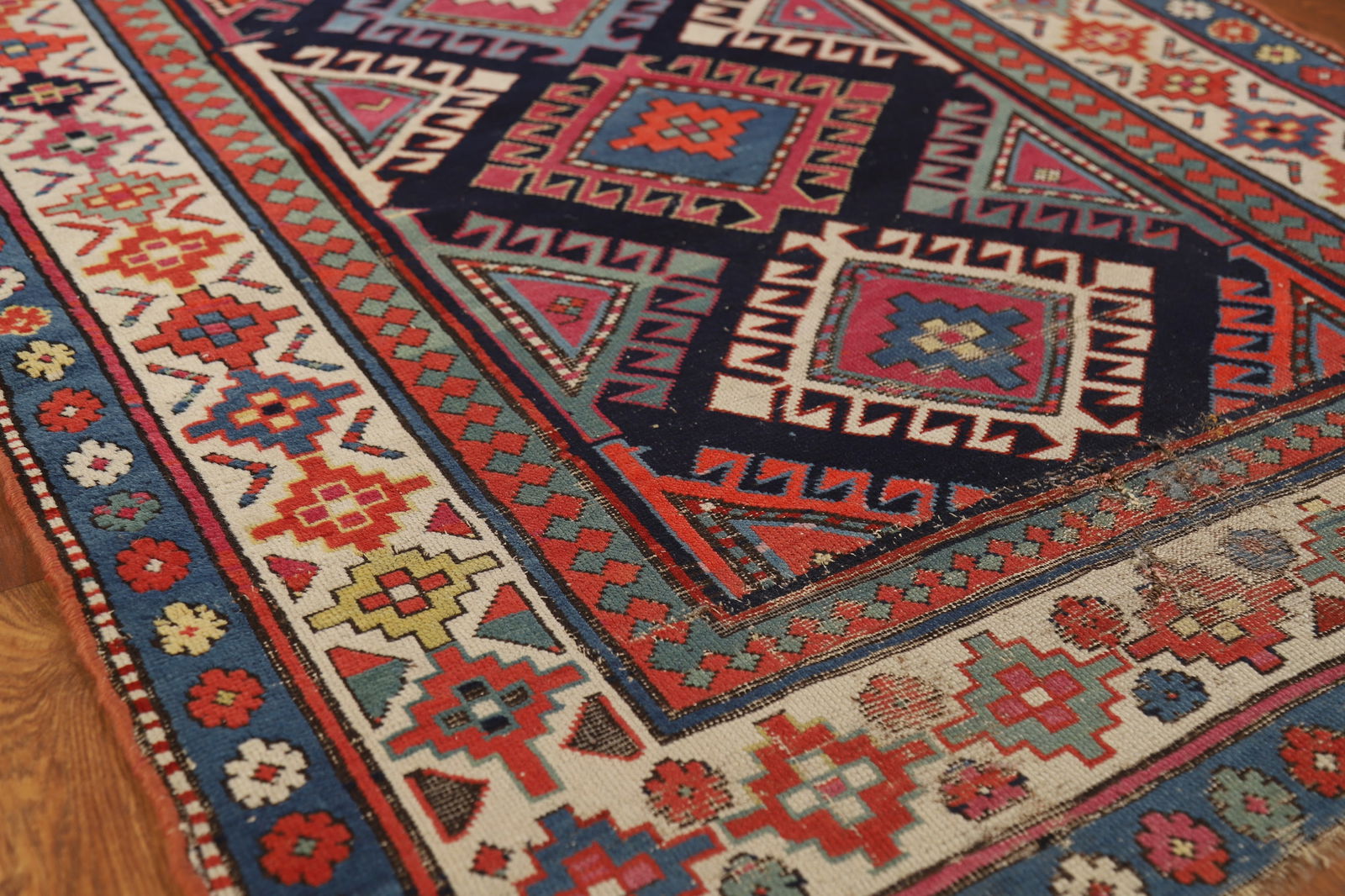 Pre-1900 Antique Kazak Vegetable Dye Runner Rug 3x7 - 6