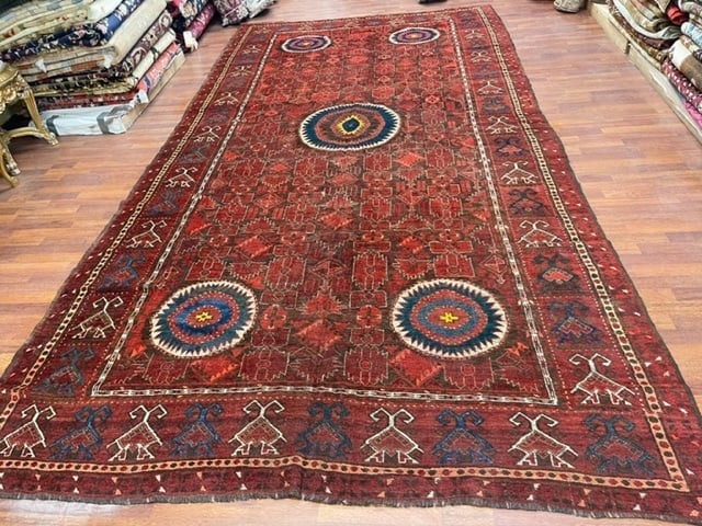 Antique Turkoman Ersari-Beshir Rug-2270: Title:Antique Turkoman Ersari-Beshir Rug-2270Description:Unusual antique Turkoman Ersari -Beshir rug, from west of Turkominastan, size 7 ft. 2 inches by 14 ft, excellent condition with some very