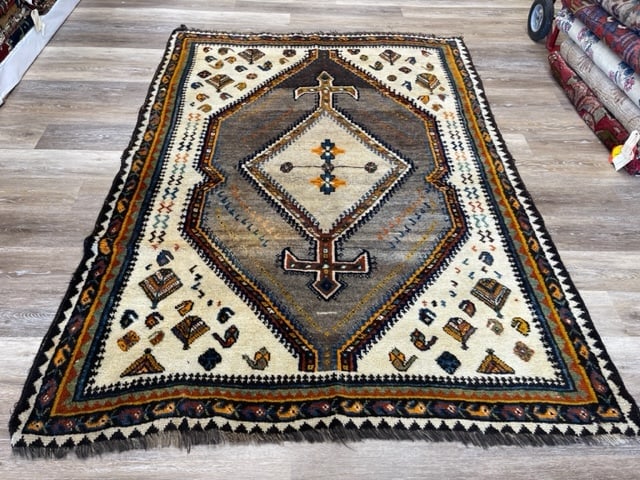 Antique Persian Gebbeh Rug-897: Title:Antique Persian Gebbeh Rug-897 Description:Beautiful antique Persian Tribal Gebbeh rug from southwest Persia, size 4 ft. 9 inches by 6 ft. 6 inches, circa 1920, wool on wool foundation , excelle