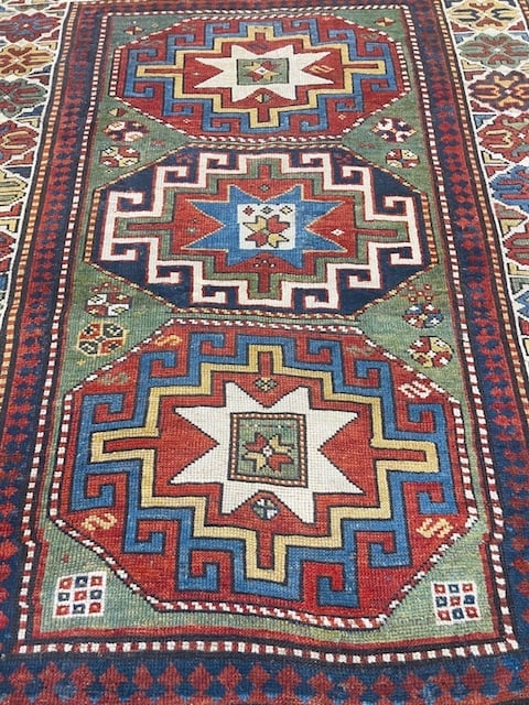 Antique Hooked design Kazak Caucasian Rug-5314 - 2