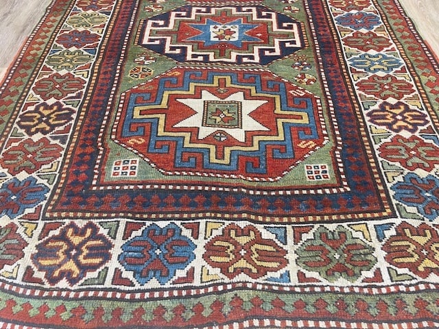 Antique Hooked design Kazak Caucasian Rug-5314 - 7