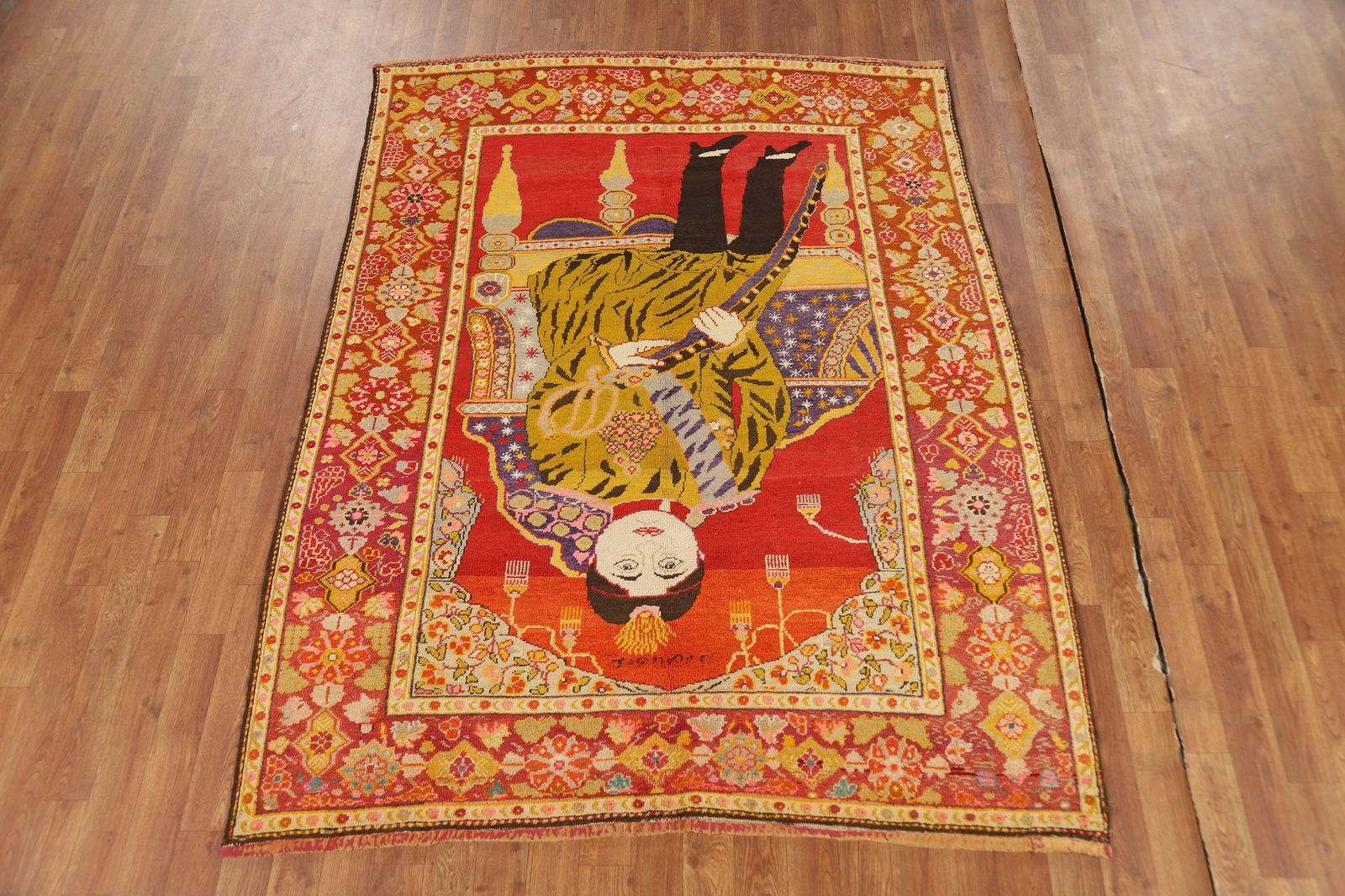 Pre-1900 Antique Vegetable Dye Kerman Persian Rug 5x6 - 19