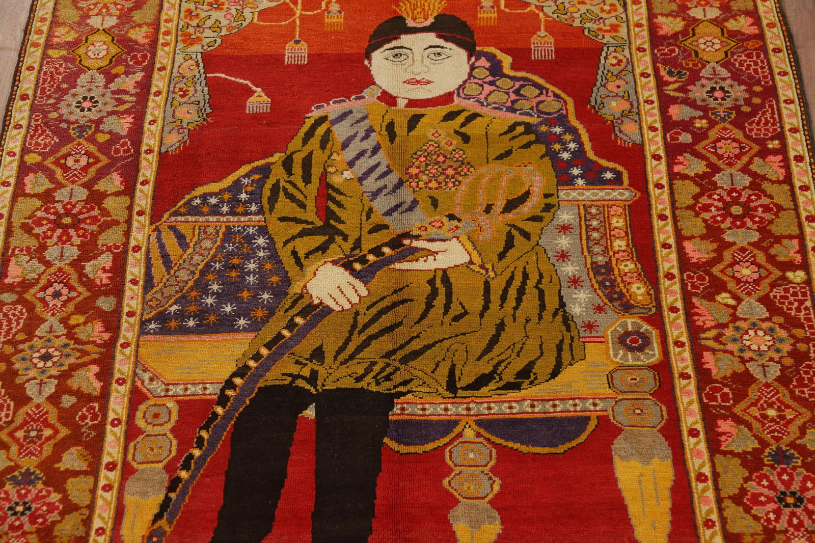 Pre-1900 Antique Vegetable Dye Kerman Persian Rug 5x6 - 4