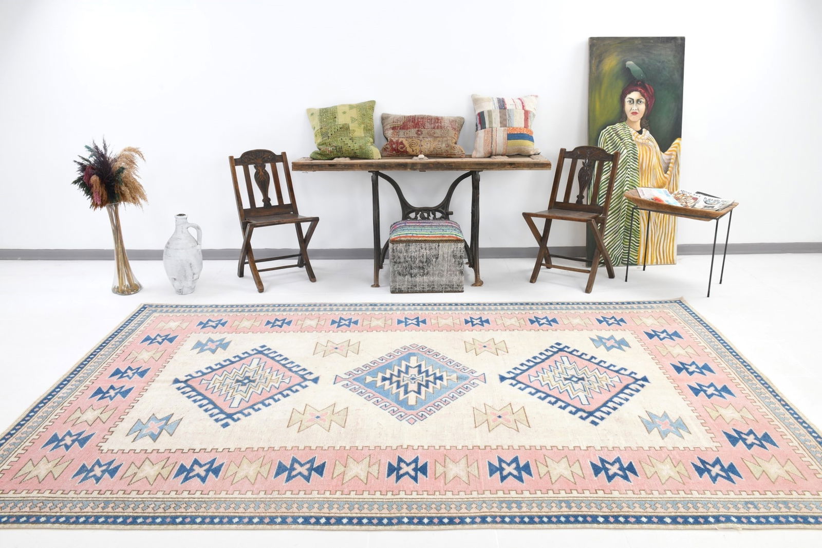 6'7'' x 10'10'' Unique Handmade Vintage Rug - 6708 - 2