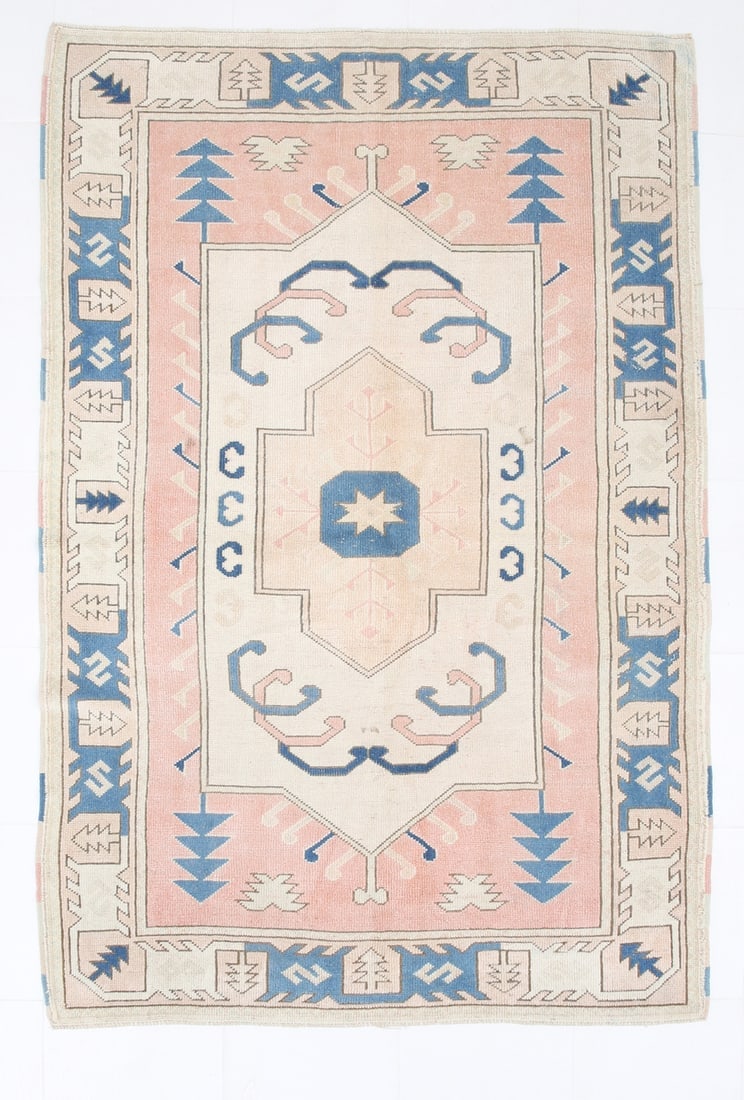 5'0'' x 7'4'' Turkish Vintage Runner Rug - 22969: Title: 5'0'' x 7'4'' Turkish Vintage Runner Rug - 22969 Description:5'0'' x 7'4'' Turkish Vintage Runner Rug - 22969 Origin:Turkiye Date/Period:1960-90 Materials:Wool,Cotton Dimension:5'0''x7'4'' ft,