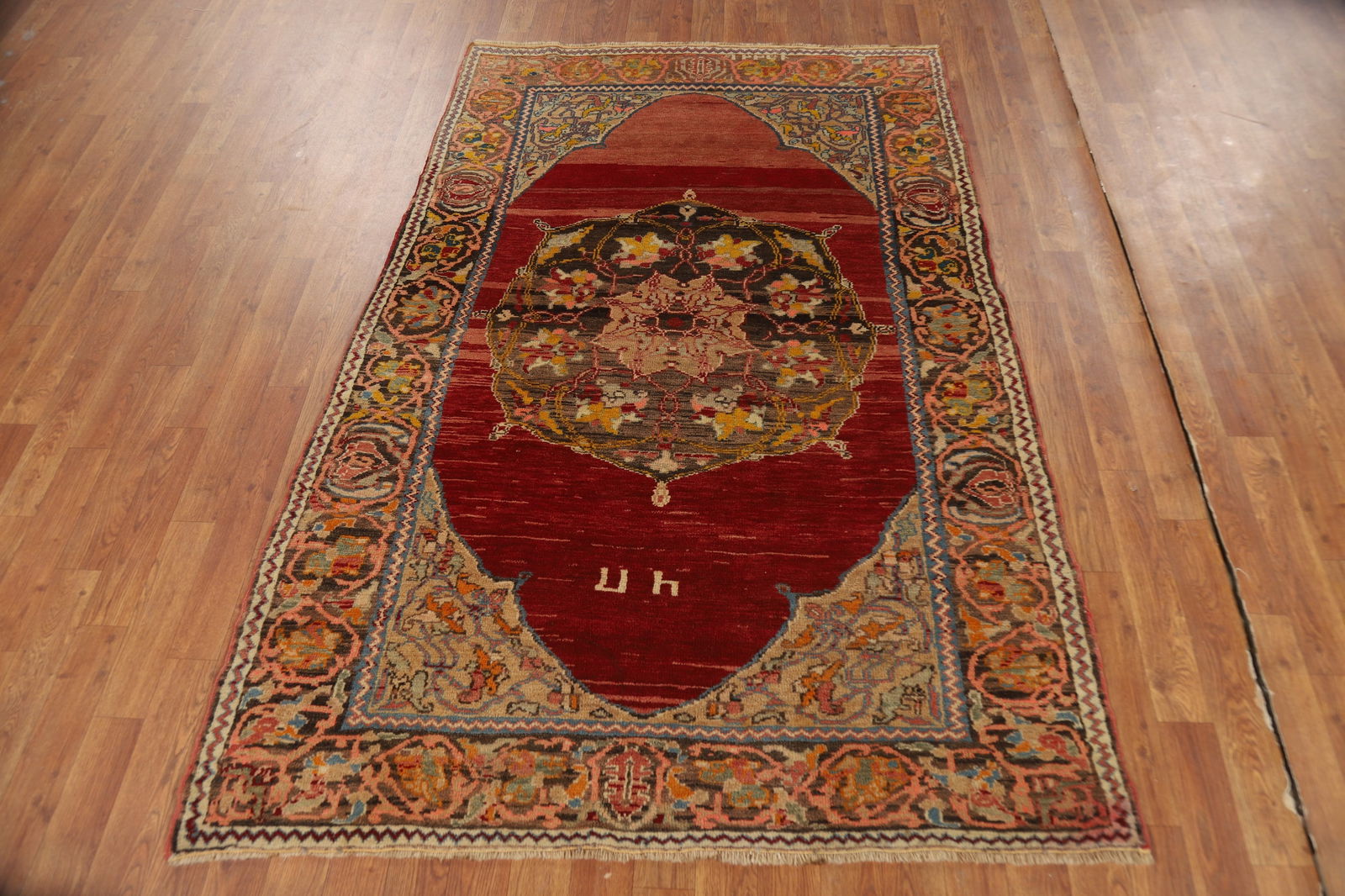 100% Wool Antique Vegetable Dye Oushak Turkish Rug 4x6 - 17