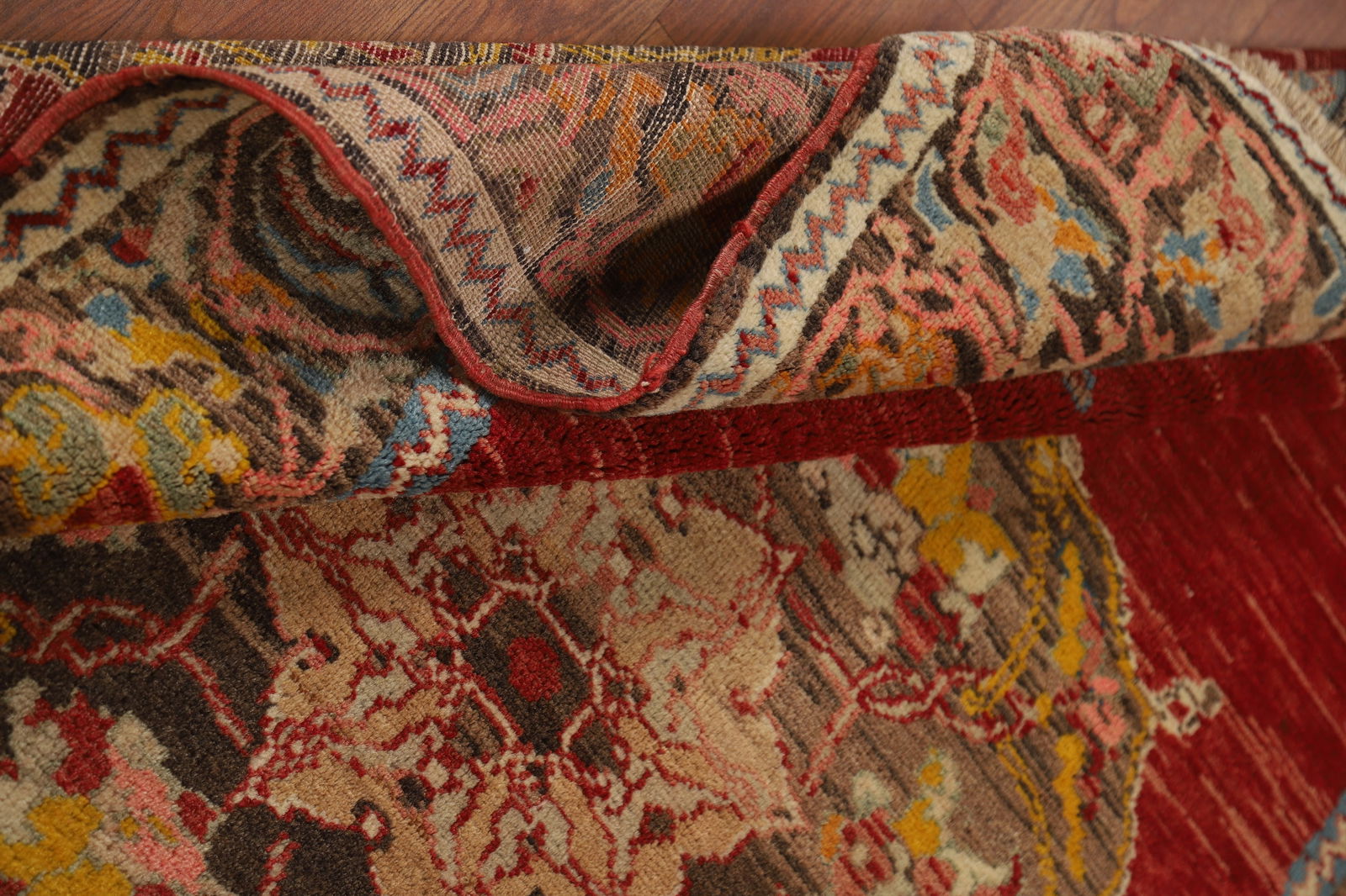 100% Wool Antique Vegetable Dye Oushak Turkish Rug 4x6 - 19