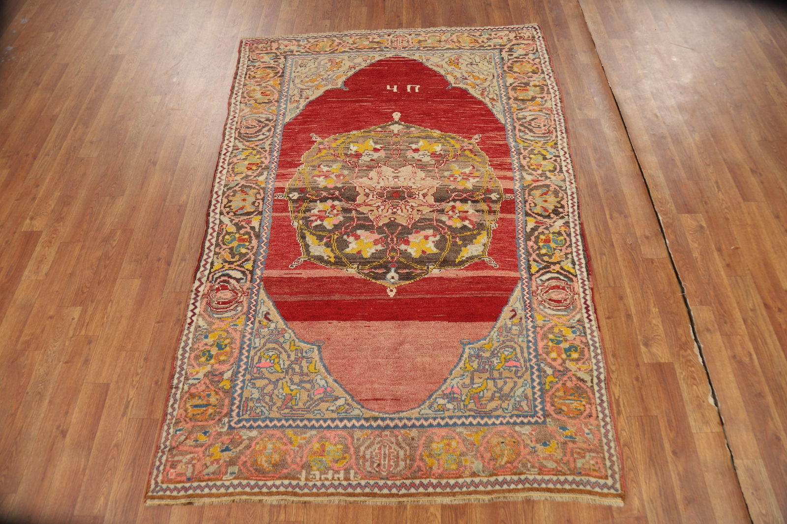 100% Wool Antique Vegetable Dye Oushak Turkish Rug 4x6 - 3