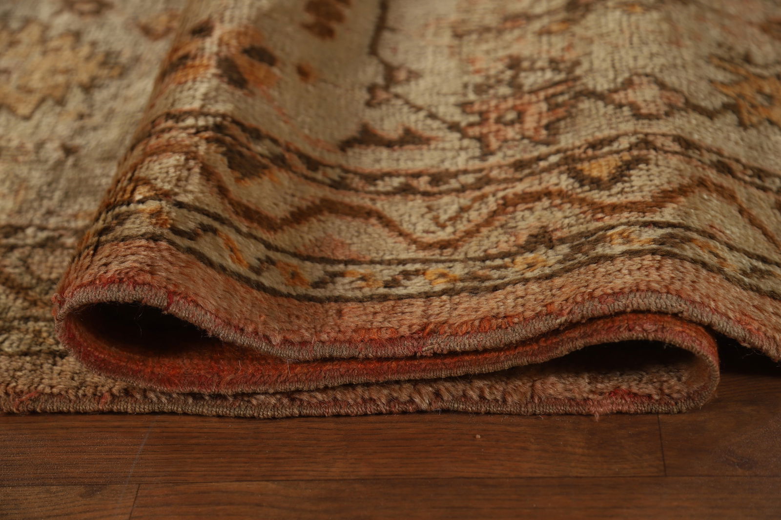 Pre-1900 Antique Vegetable Dye Oushak Turkish Rug 12x14 - 14