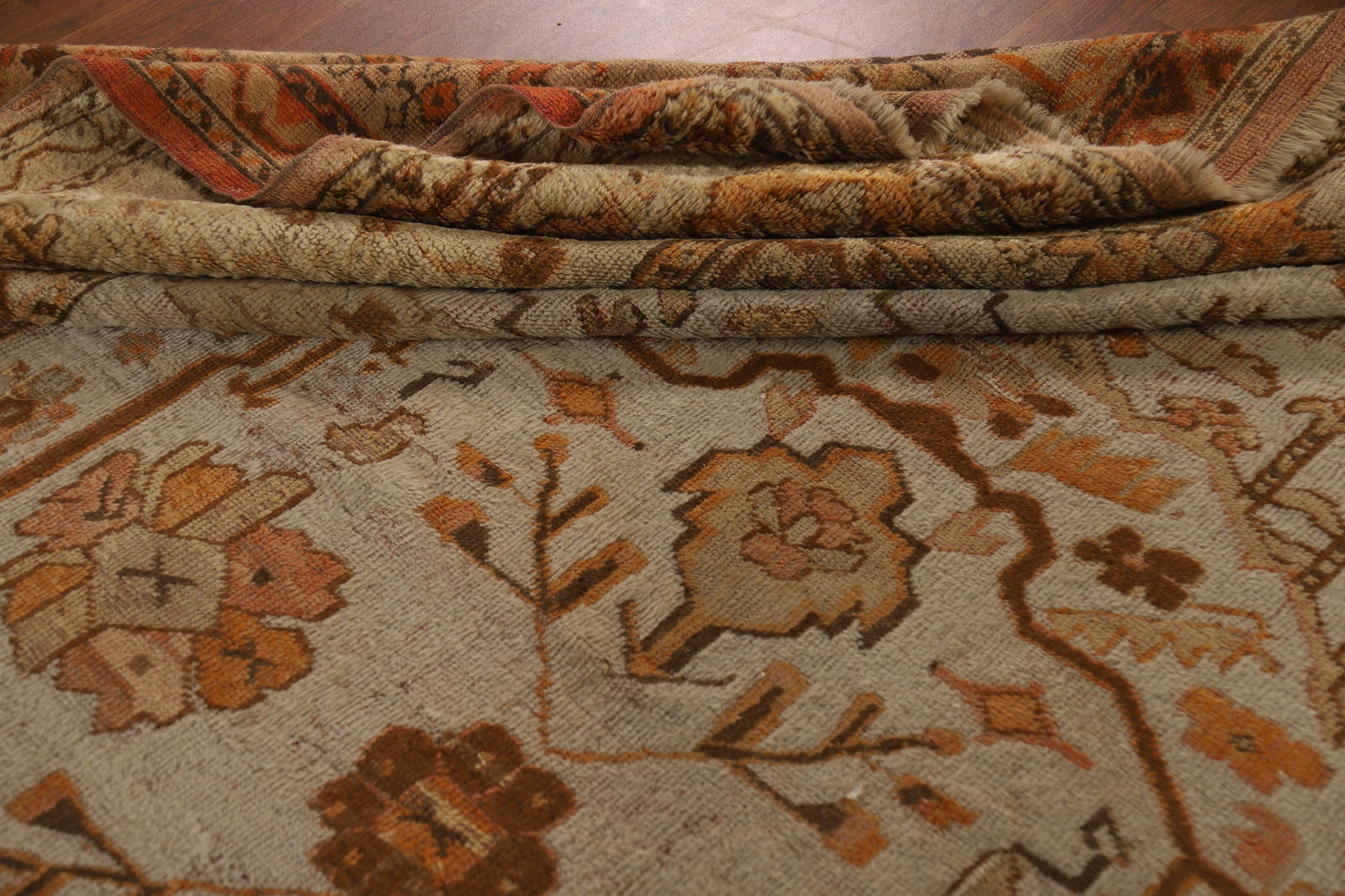 Pre-1900 Antique Vegetable Dye Oushak Turkish Rug 12x14 - 17