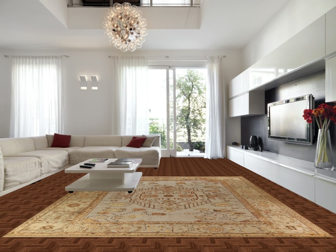 Pre-1900 Antique Vegetable Dye Oushak Turkish Rug 12x14 - 2