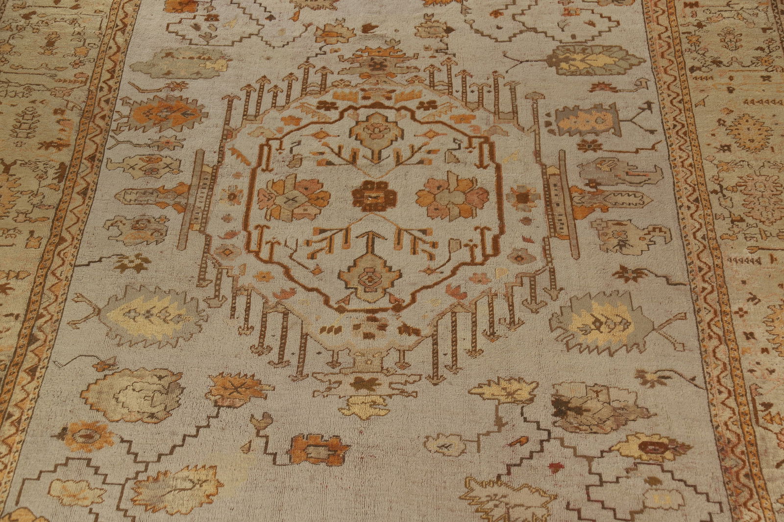 Pre-1900 Antique Vegetable Dye Oushak Turkish Rug 12x14 - 4