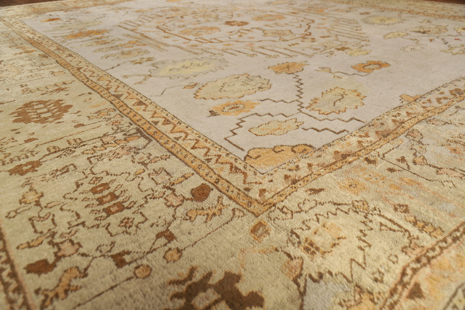 Pre-1900 Antique Vegetable Dye Oushak Turkish Rug 12x14 - 6