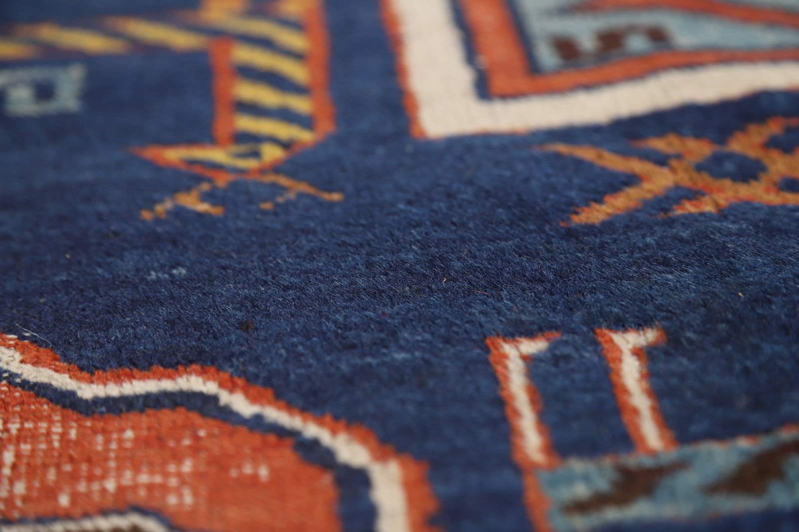 Antique Blue Vegetable Dye Kazak Oriental Area Rug 7x10 - 11