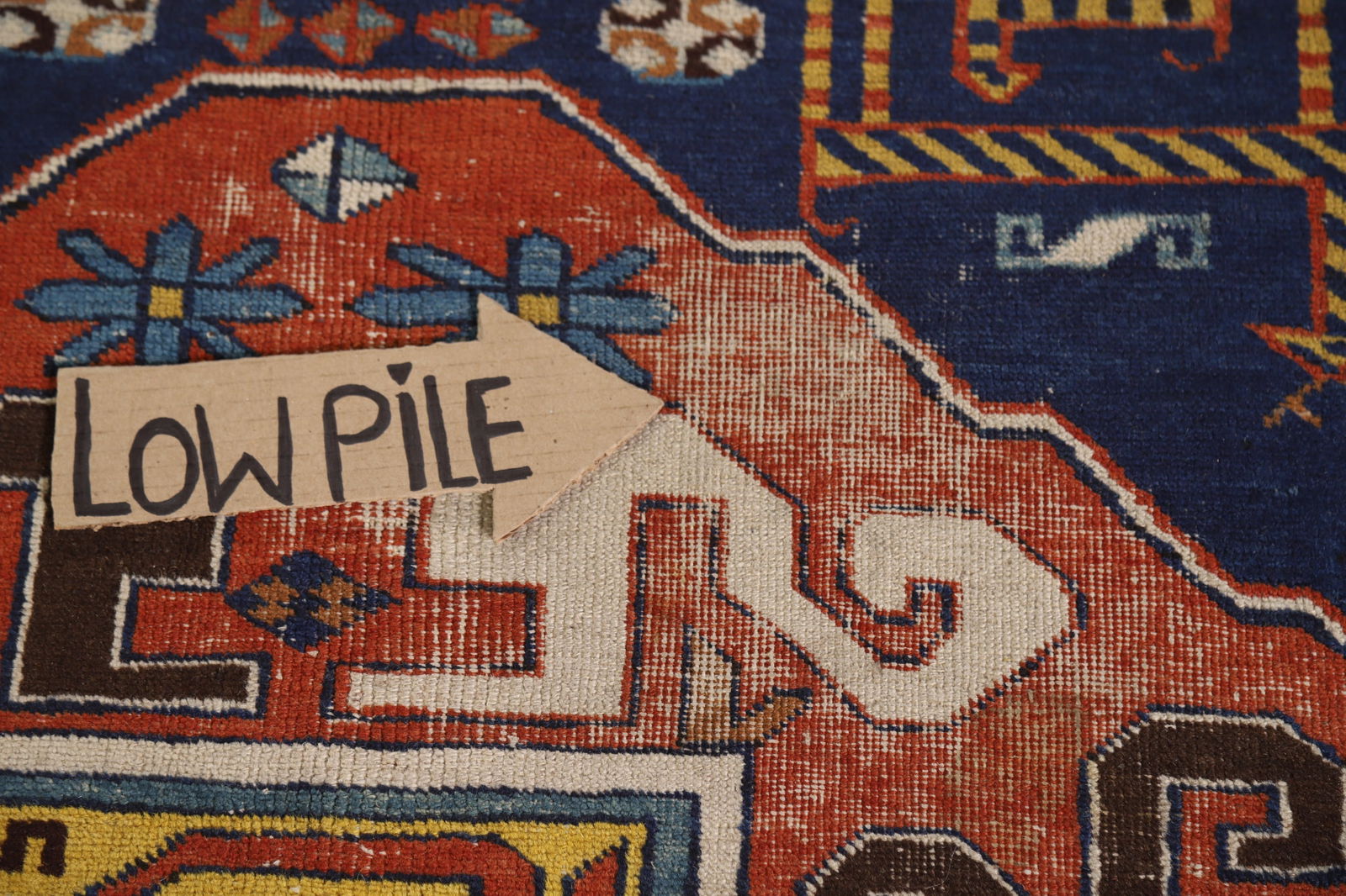 Antique Blue Vegetable Dye Kazak Oriental Area Rug 7x10 - 13