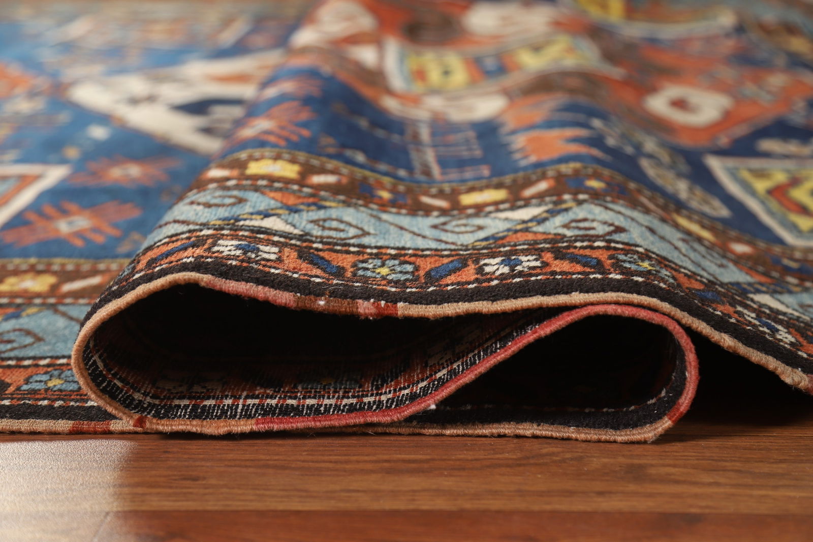 Antique Blue Vegetable Dye Kazak Oriental Area Rug 7x10 - 15