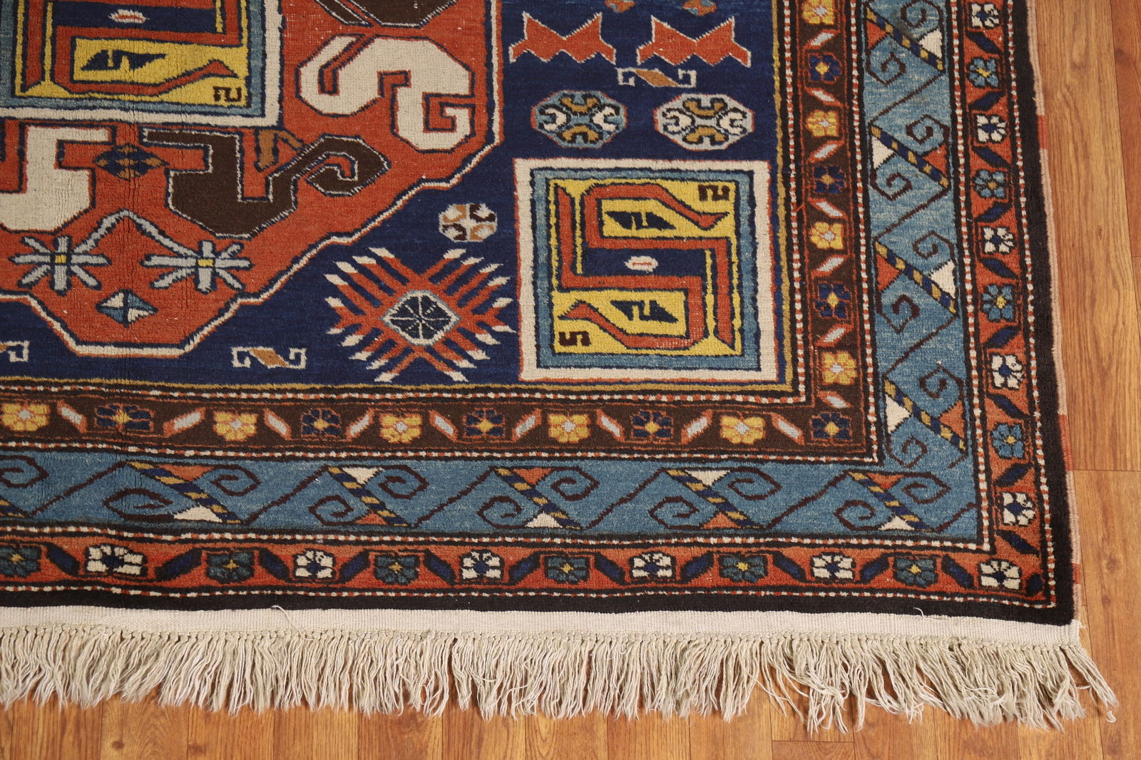 Antique Blue Vegetable Dye Kazak Oriental Area Rug 7x10 - 5