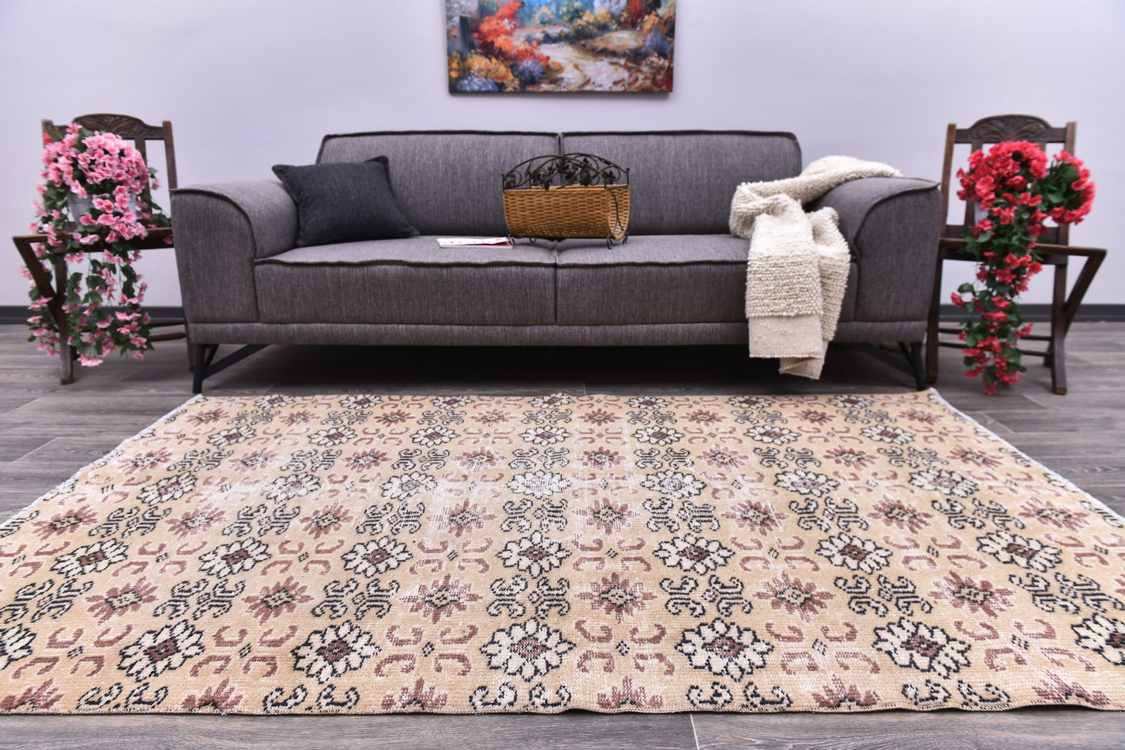 4'4'' x 7'3'' Turkish Vintage Runner Rug - 244743: Title: 4'4'' x 7'3'' Turkish Vintage Runner Rug - 244743 Description:4'4'' x 7'3'' Turkish Vintage Runner Rug - 244743 Origin:Turkiye Date/Period:1960-90 Materials:Wool,Cotton Dimension:4'4''x7'3'' ft