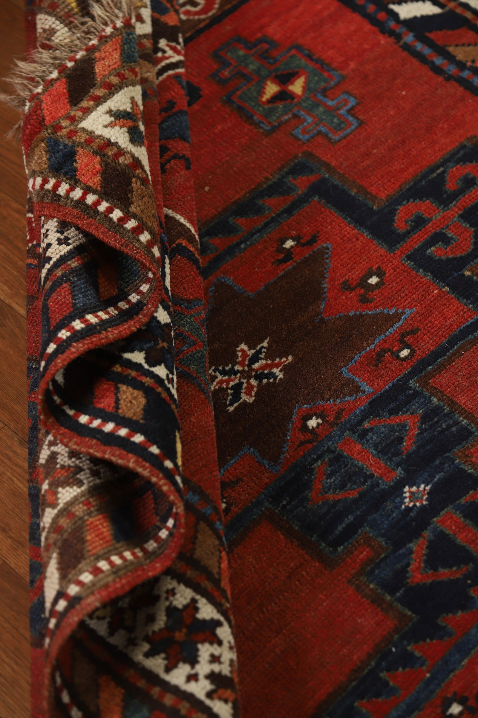 Pre-1900 Antique Kazak Vegetable Dye Runner Rug 4x13 - 17