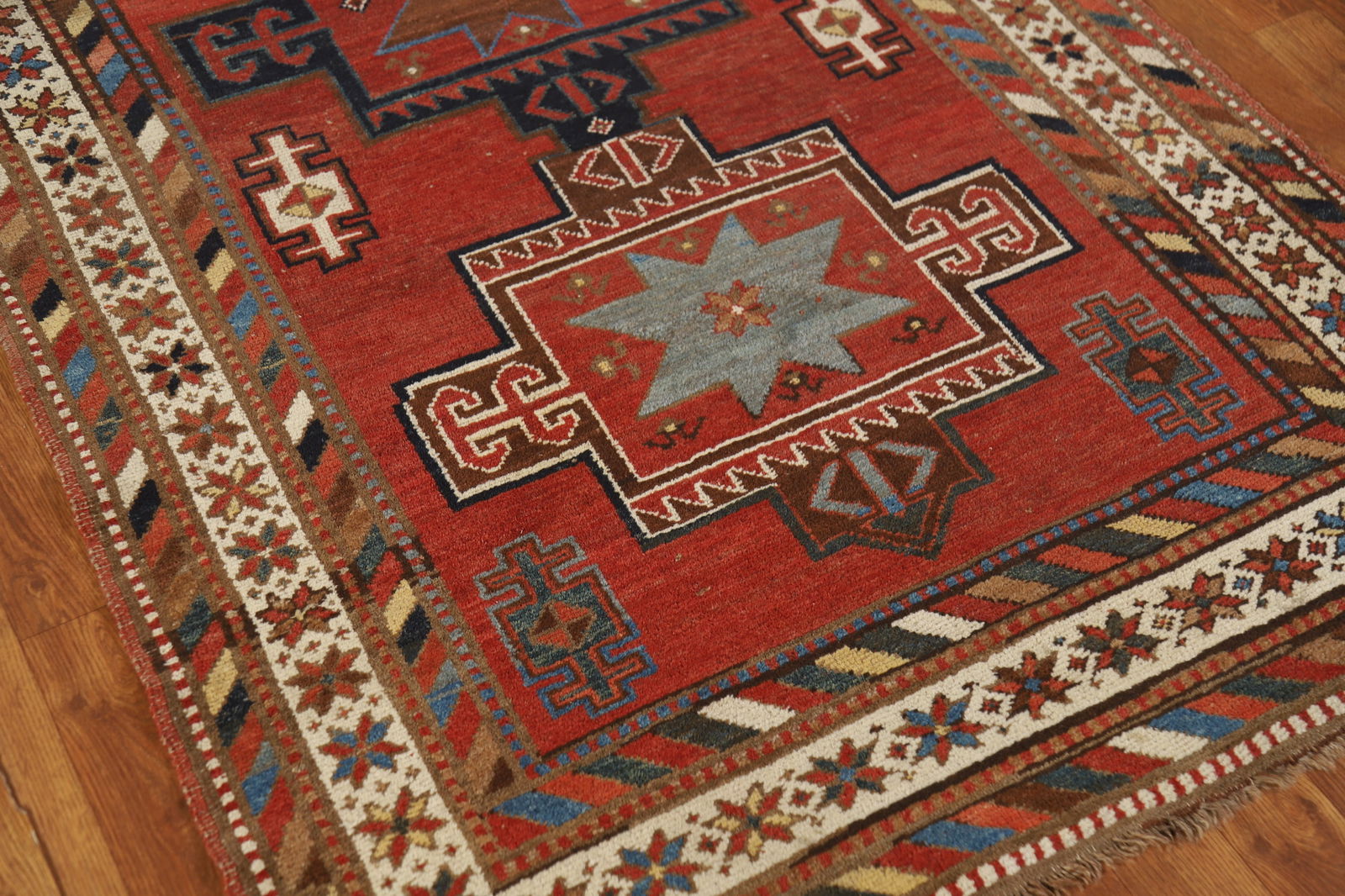 Pre-1900 Antique Kazak Vegetable Dye Runner Rug 4x13 - 7