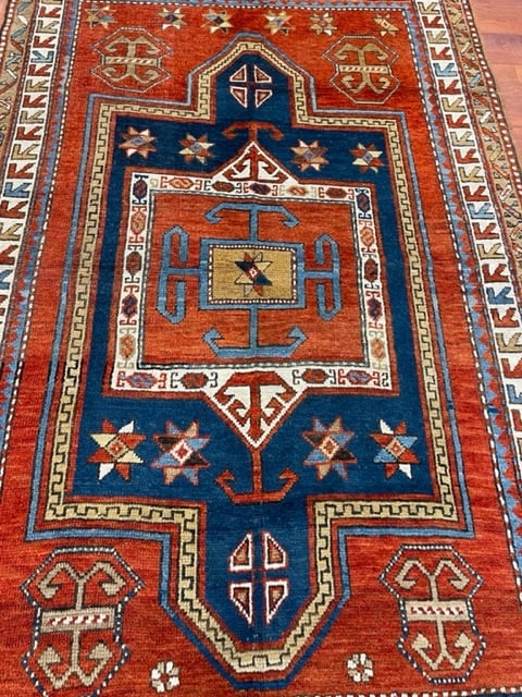 Antique kazak caucasian rug-5009 - 3