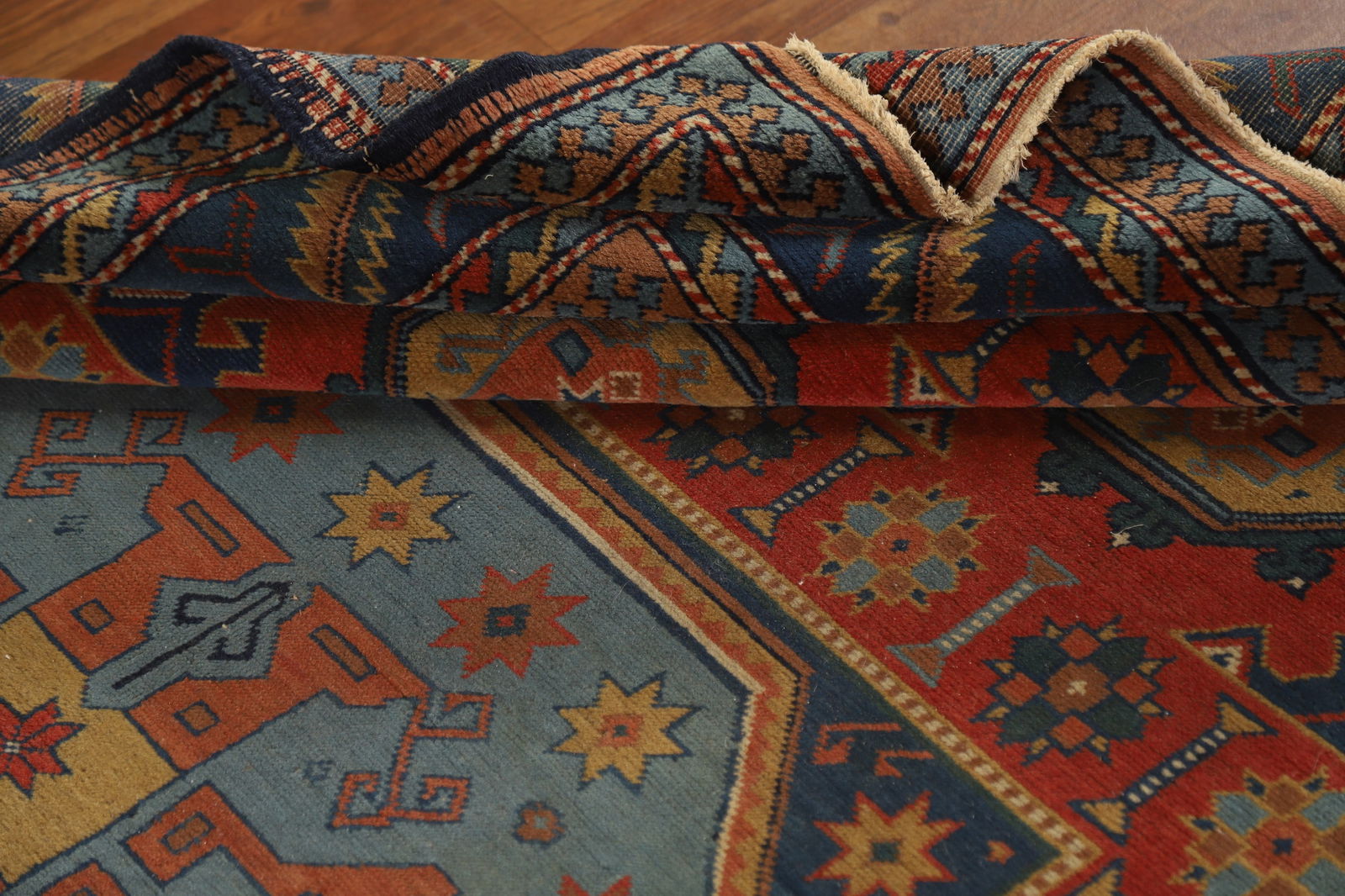 Antique Vegetable Dye Geometric Kazak Oriental Rug 5x7 - 18