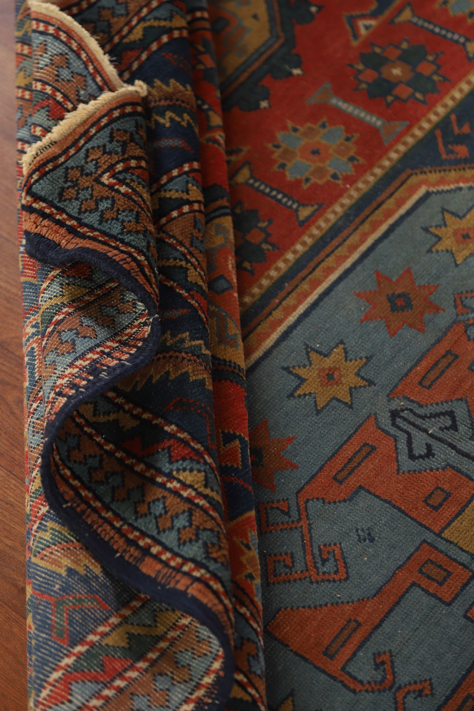 Antique Vegetable Dye Geometric Kazak Oriental Rug 5x7 - 19