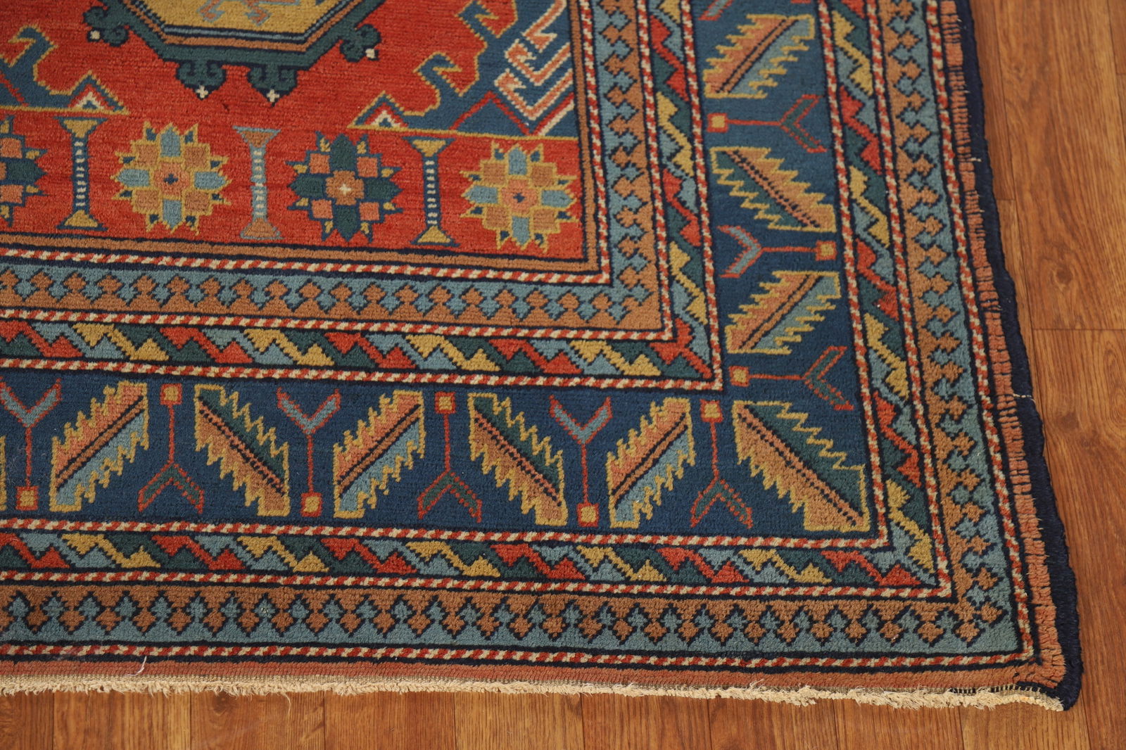 Antique Vegetable Dye Geometric Kazak Oriental Rug 5x7 - 5