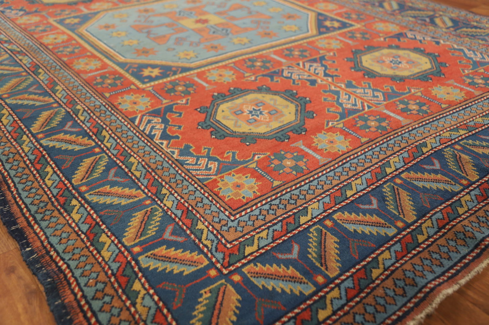 Antique Vegetable Dye Geometric Kazak Oriental Rug 5x7 - 6