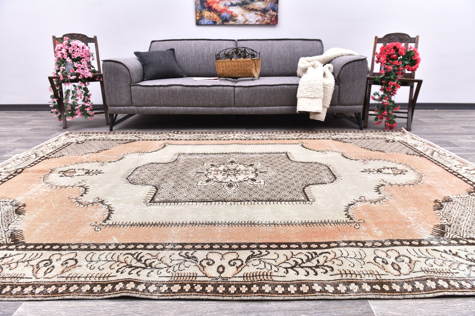 6'5'' x 9'8'' Handmade Vintage Wool Rug - 244747: Title: 6'5'' x 9'8'' Handmade Vintage Wool Rug - 244747Description:6'5'' x 9'8'' Handmade Vintage Wool Rug - 244747Origin:TurkiyeDate/Period:1960-90Materials:Wool,CottonDimension:6'5''x9'8'' ft,