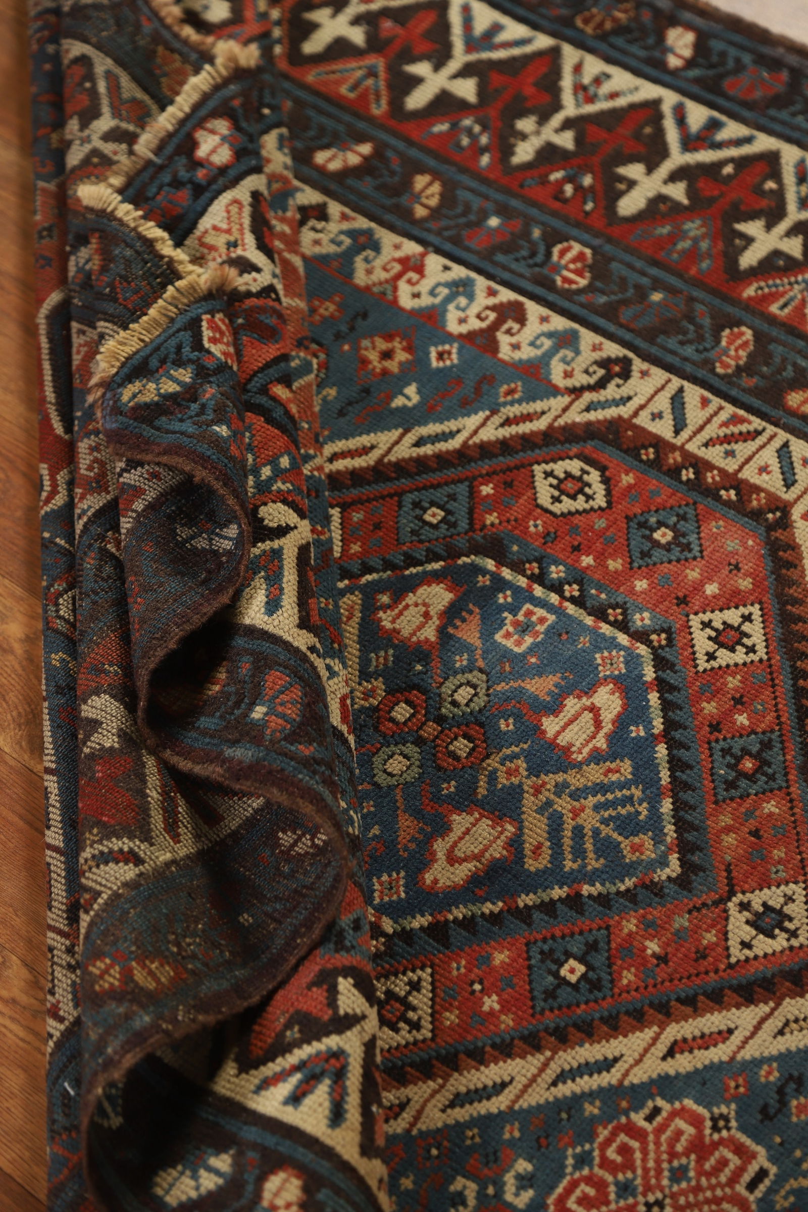 Pre-1900 Antique Kazak Oriental Rug 4x8 - 17