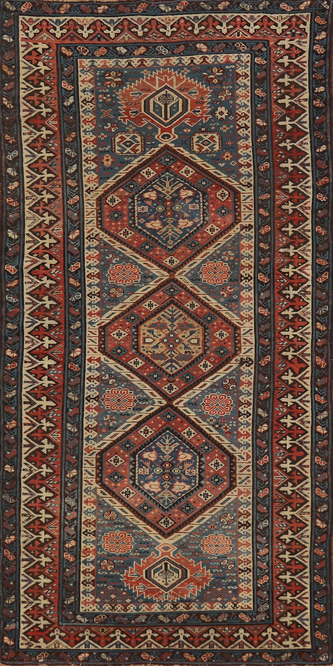 Pre-1900 Antique Kazak Oriental Rug 4x8: Title: Pre-1900 Antique Kazak Oriental Rug 4x8 Description:A Beautiful Genuine Russia Kazak rug is Hand Knotted by skillful weavers in Russia with 100