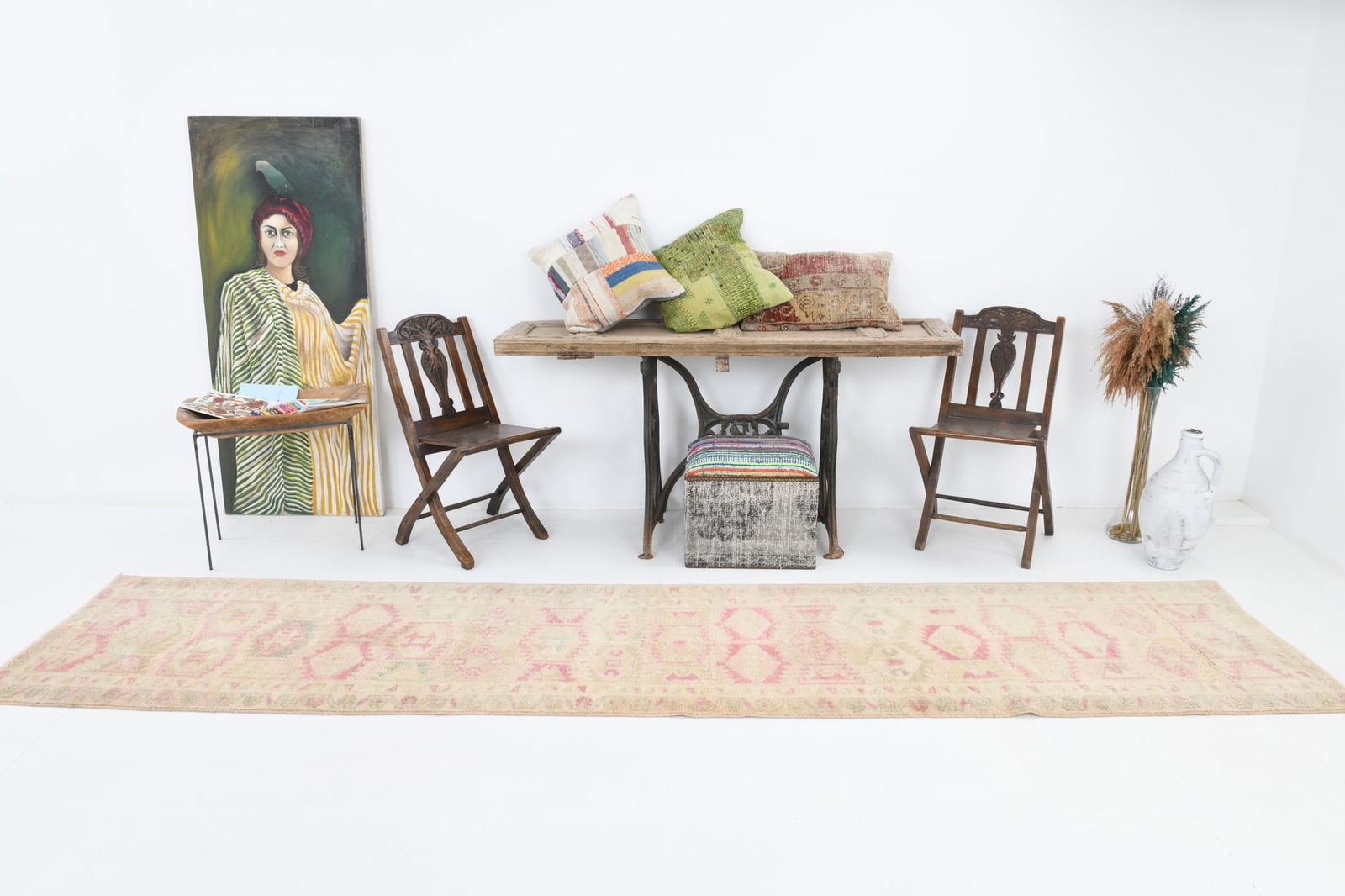 2'7'' x 12'7'' Vintage Wool Runner Rug - 4239 - 2