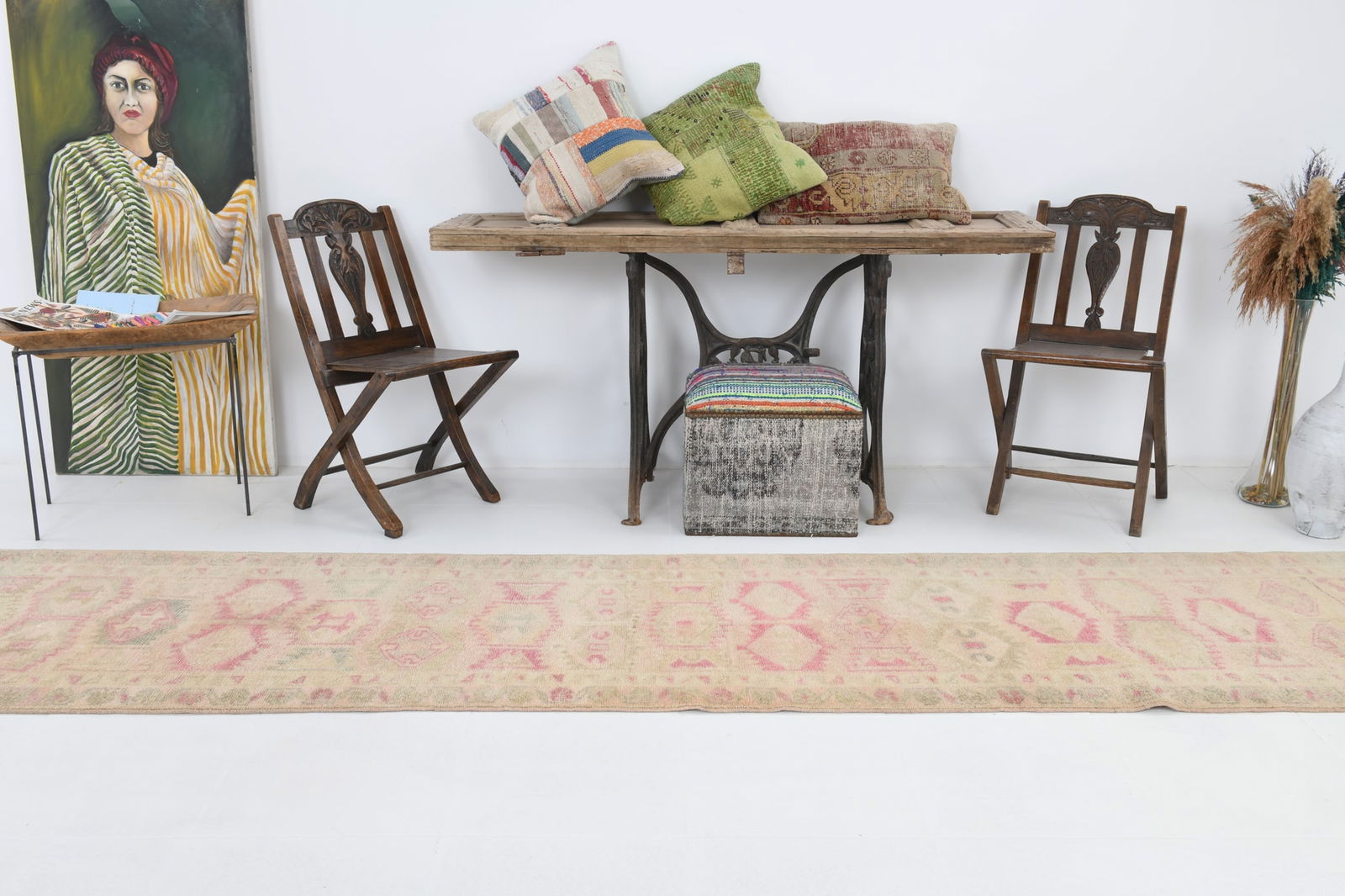 2'7'' x 12'7'' Vintage Wool Runner Rug - 4239 - 3