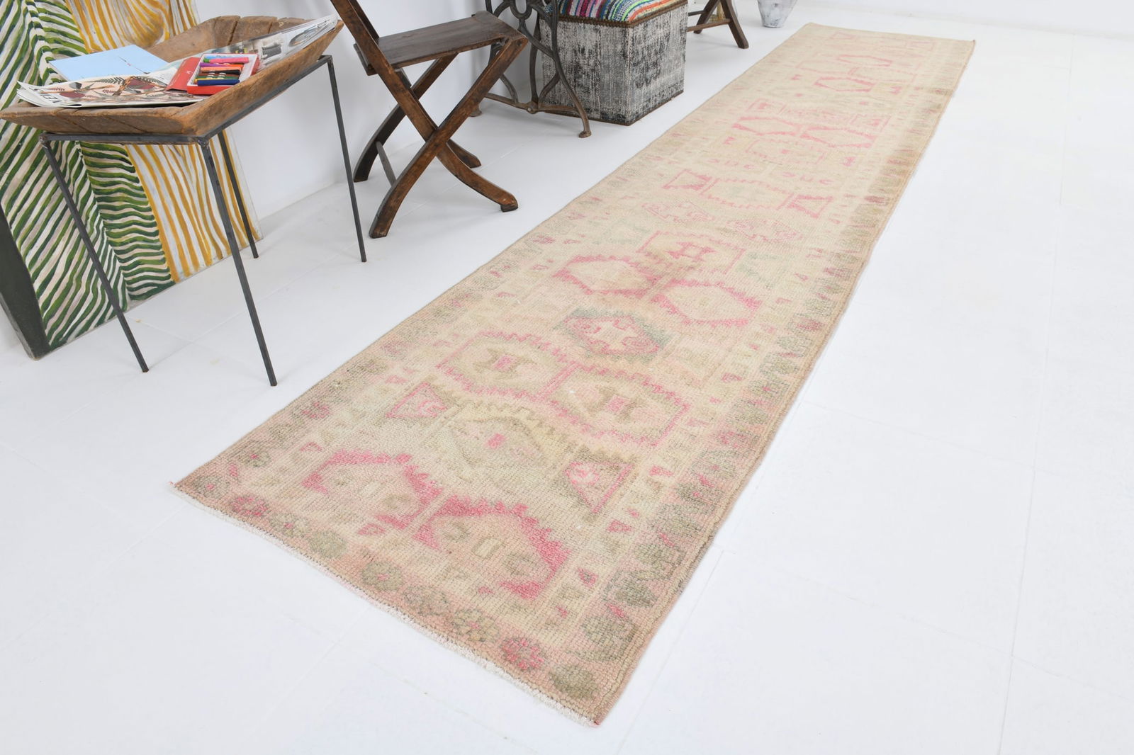 2'7'' x 12'7'' Vintage Wool Runner Rug - 4239 - 5