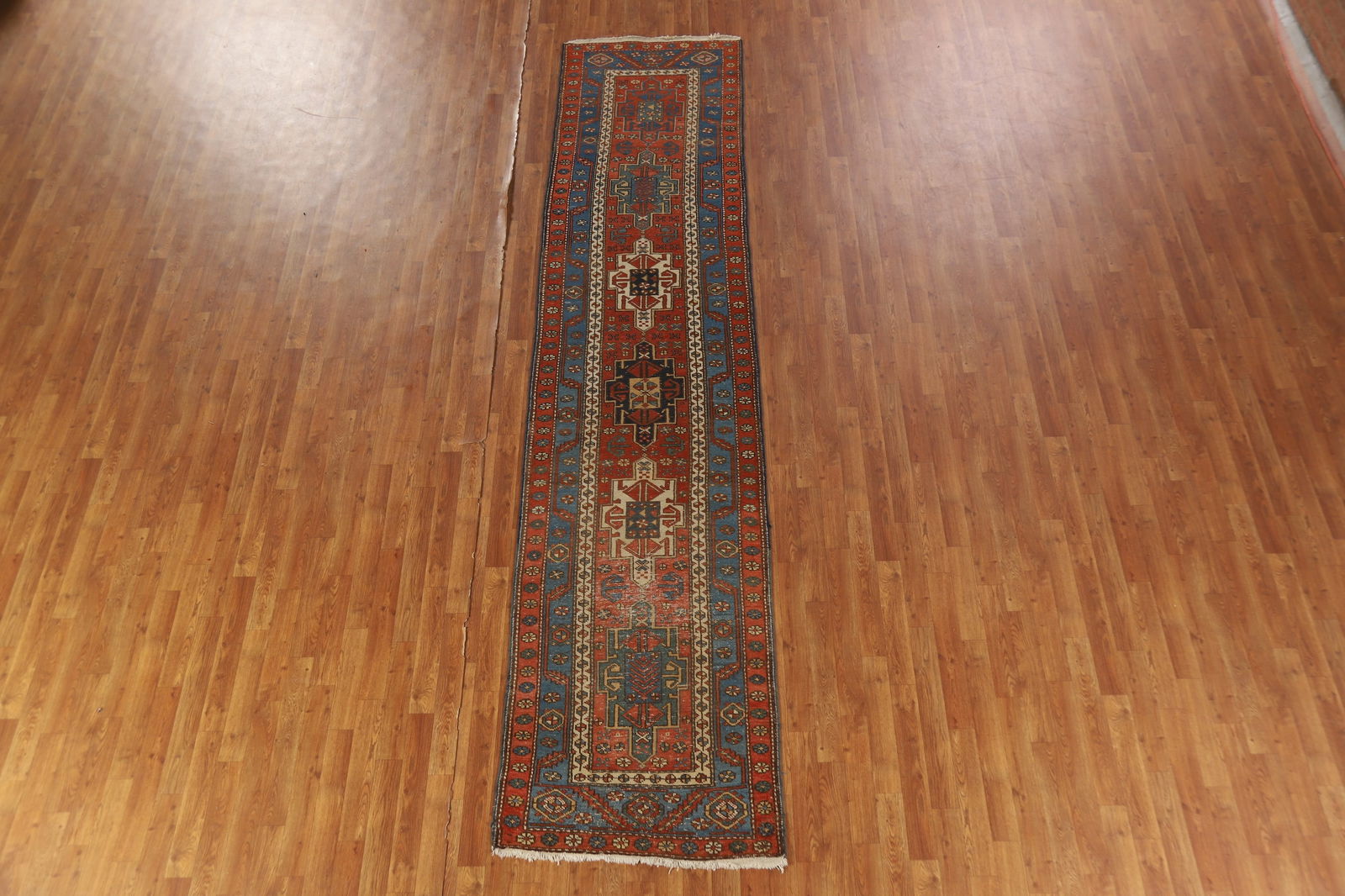 Vegetable Dye Antique Heriz Serapi Persian Runner Rug 3x13 - 15