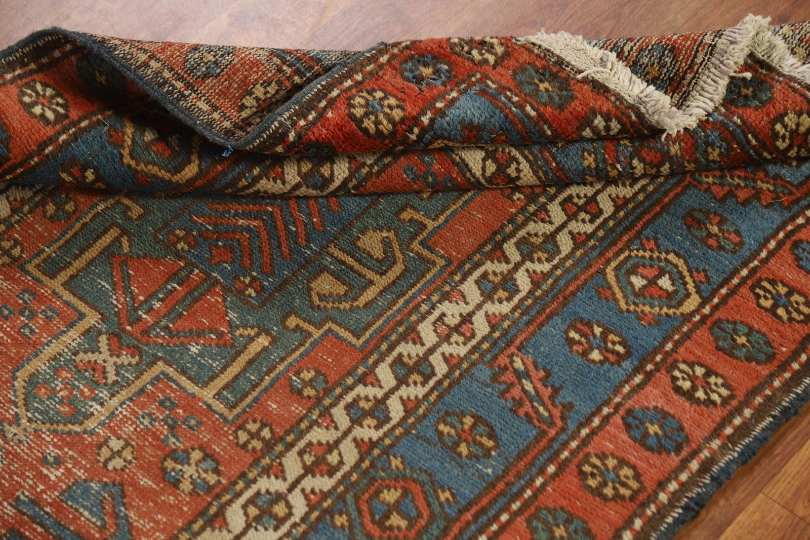 Vegetable Dye Antique Heriz Serapi Persian Runner Rug 3x13 - 16