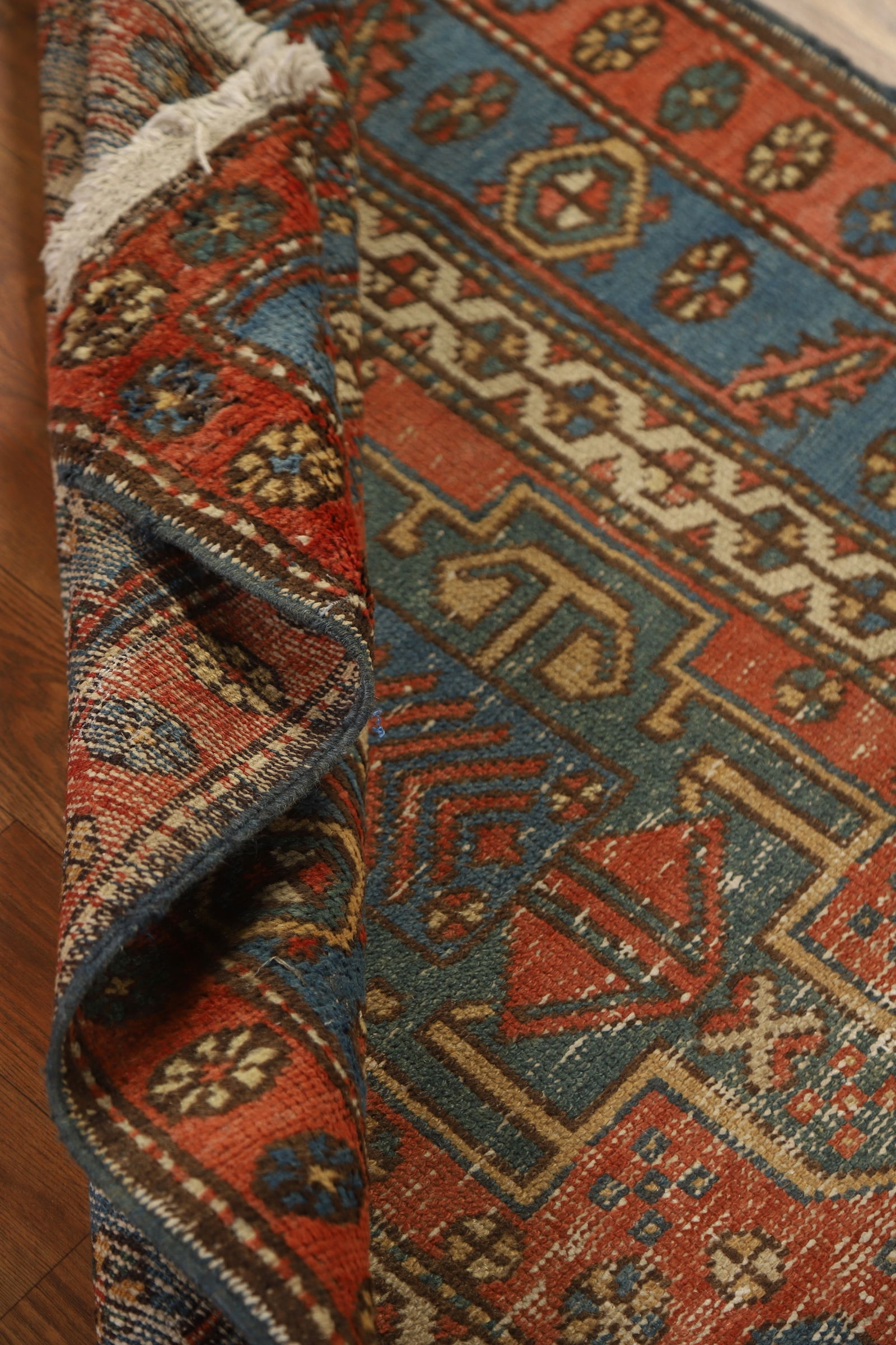 Vegetable Dye Antique Heriz Serapi Persian Runner Rug 3x13 - 17